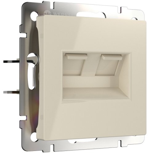 Розетка компьютерная без рамки Werkel 2-м. RJ45+RJ45 5e слоновая кость глянцевый картинка